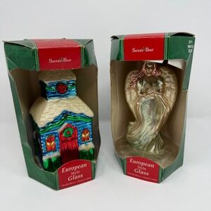 Santa's Best European Style Glass Christmas Ornaments Angel House Lot